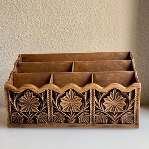 Vintage MCM Lerner Faux Wood Letter Holder